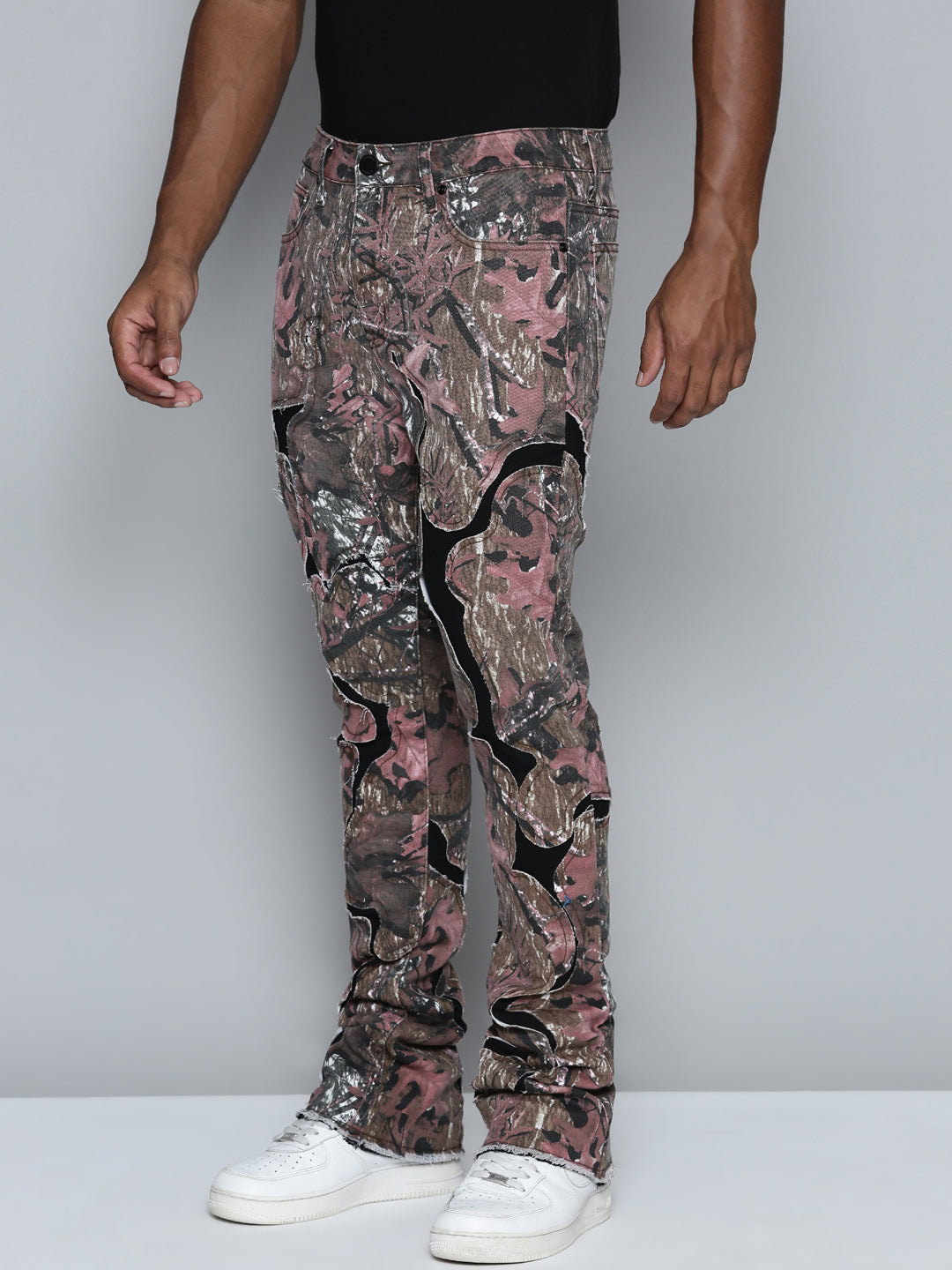 RED CAMO OVERLAY PATCH STACKED JEAN