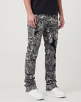 GREY CAMO OVERLAY PATCH STACKED JEAN