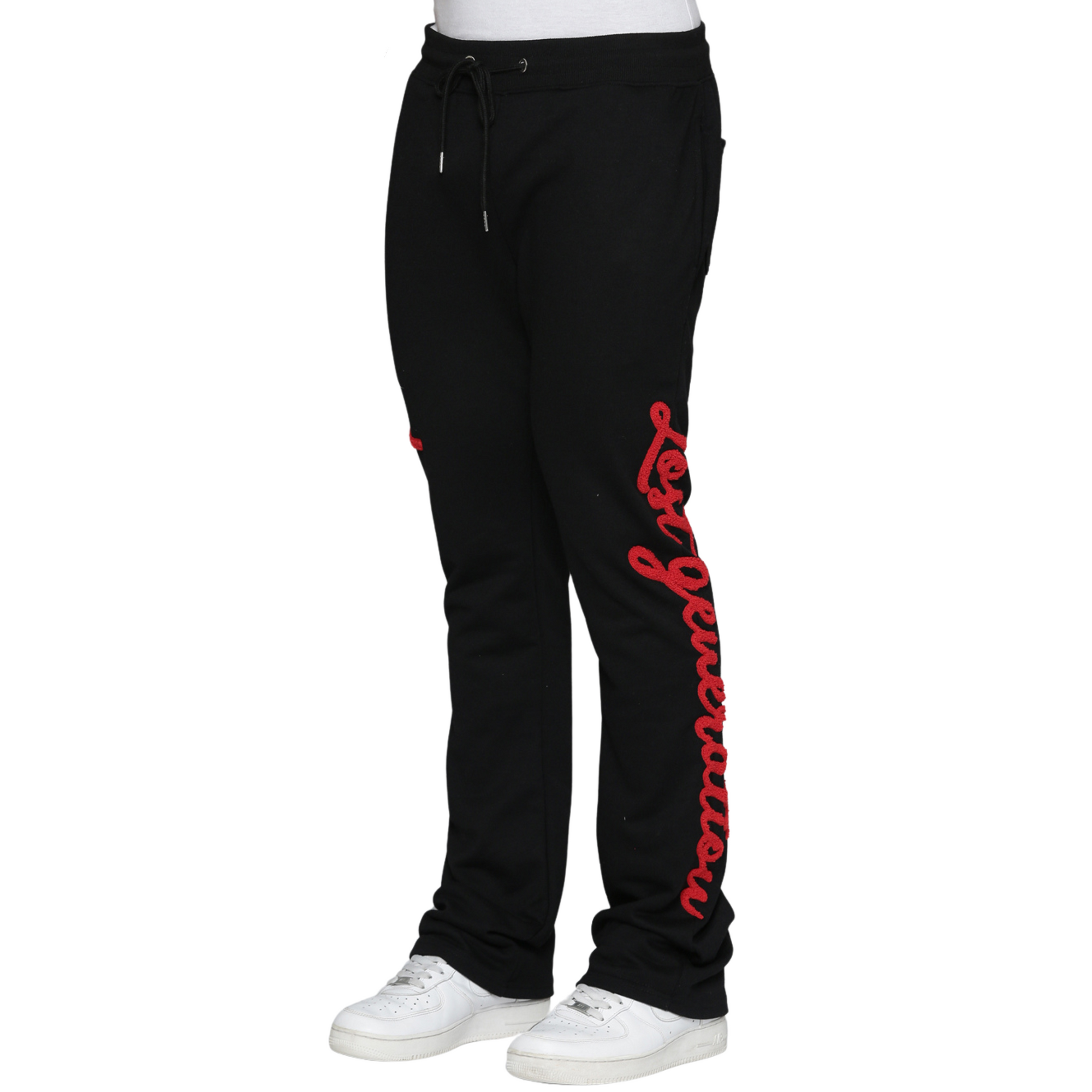Black & Red Lost Generation Embroidered Stacked Sweats
