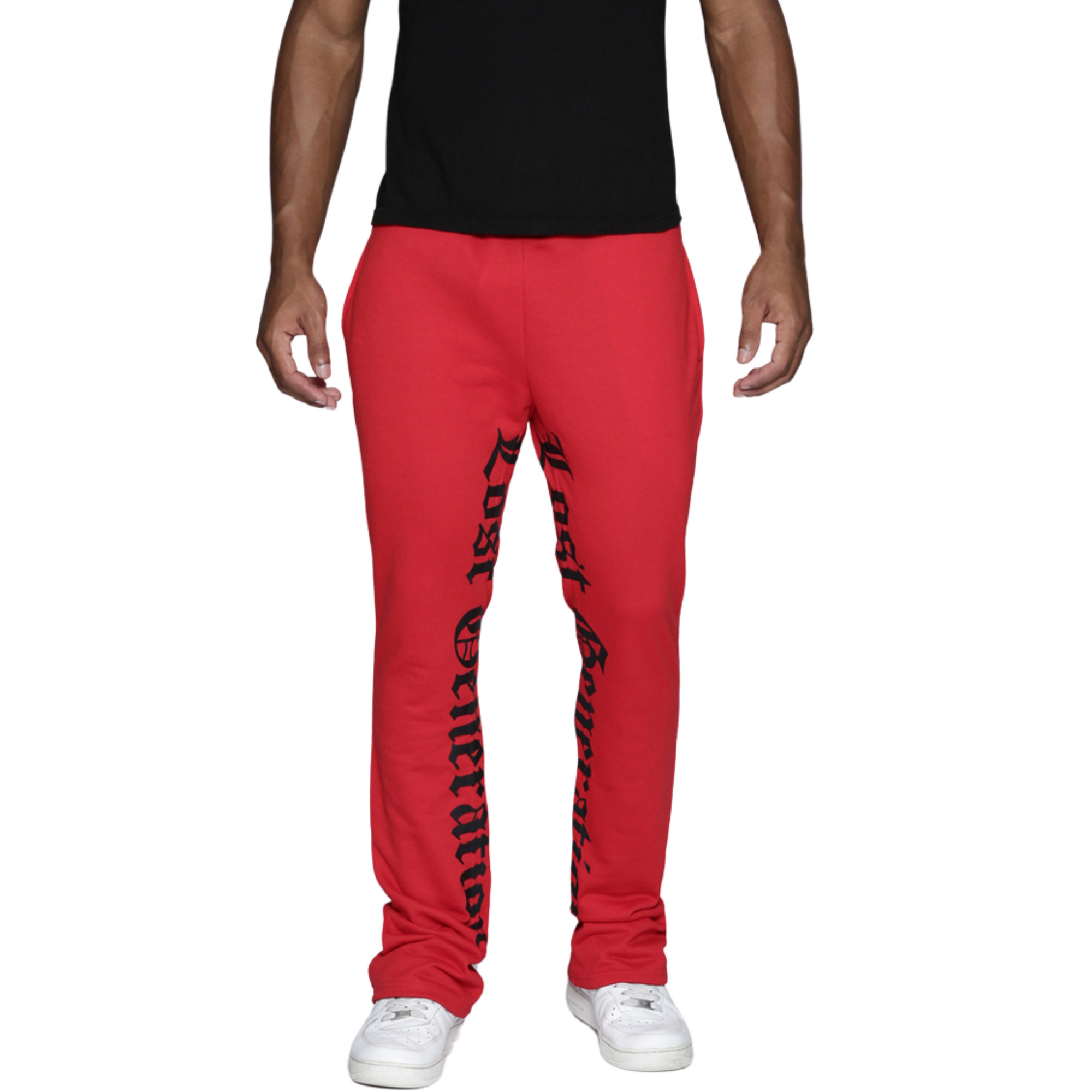 Red Lost Generation Embroidered Stacked Sweats