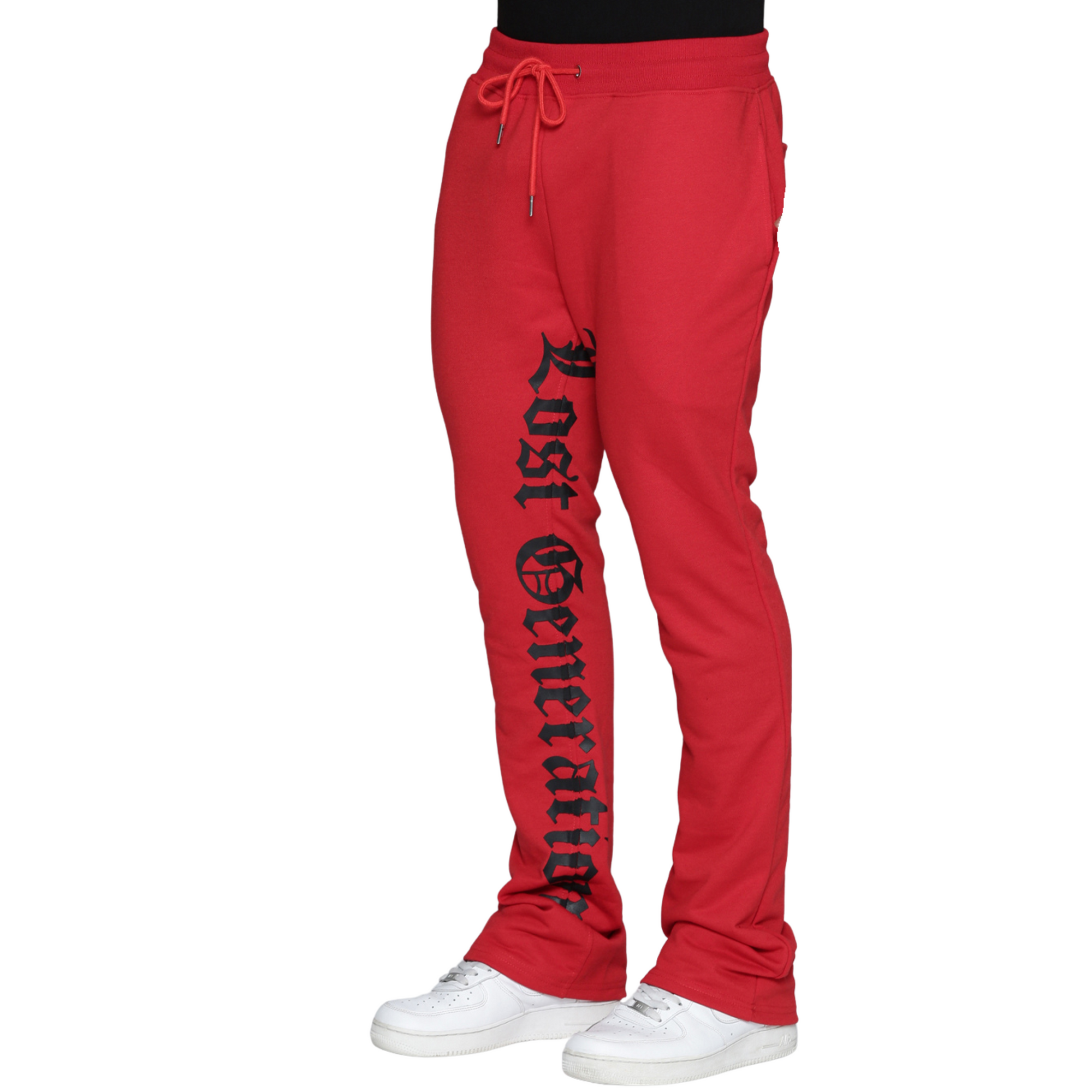 Red Lost Generation Embroidered Stacked Sweats