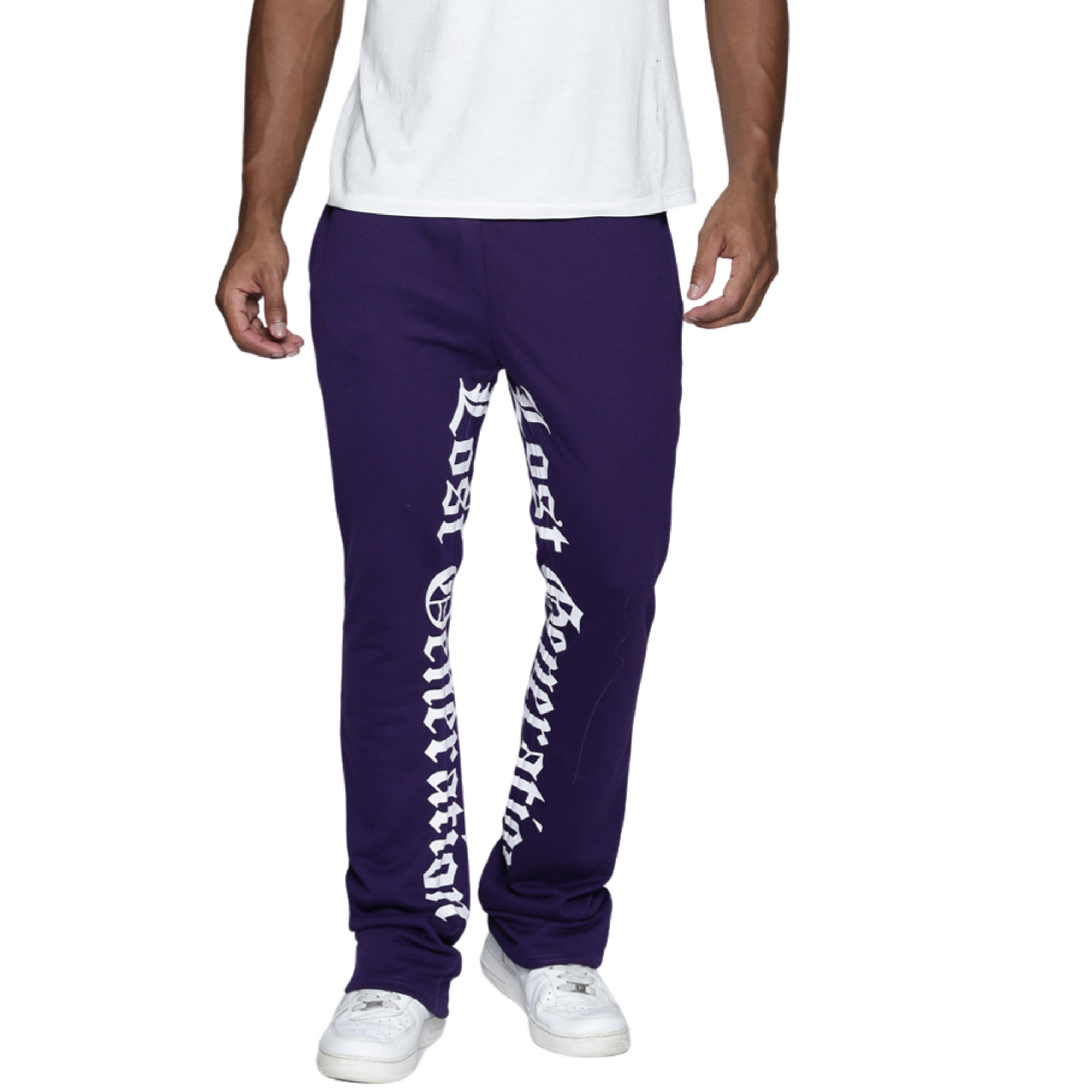 Aubergine & White Lost Generation Stacked Sweats