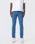 Cobalt Blue Distressed and Frayed Rips Skinny Denims