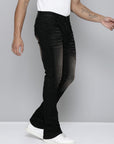 Black Velvet Coated Stacked Jeans