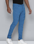 Cobalt Blue Stacked Jeans with Diagonal cut & sew