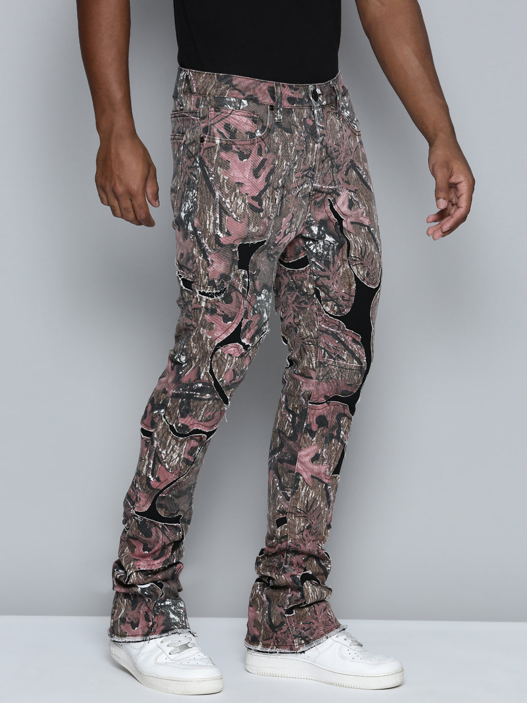 RED CAMO OVERLAY PATCH STACKED JEAN