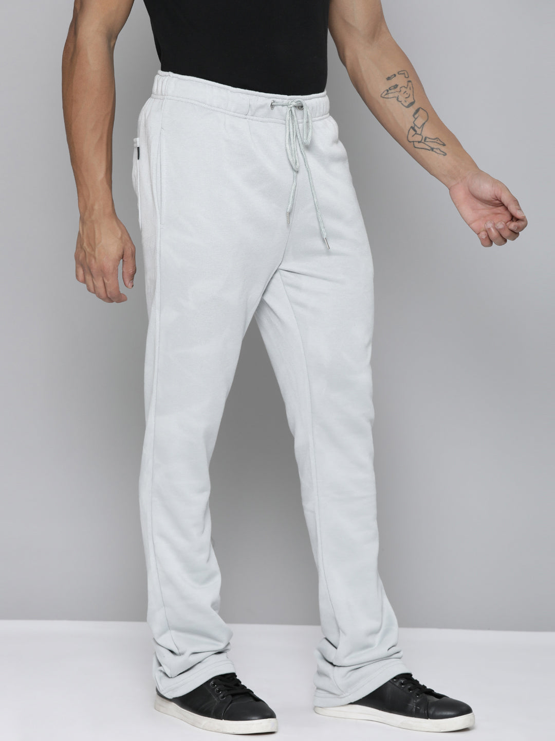 GREY MARBLE WASH STACKED TERRY PANTS