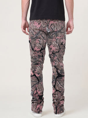 RED CAMO OVERLAY PATCH STACKED JEAN