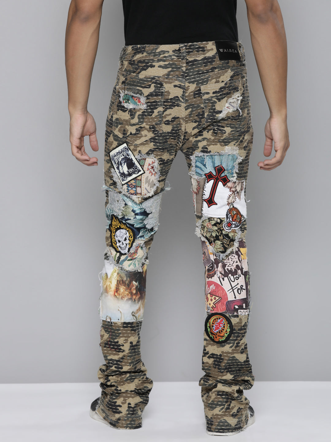 CAMO STACKED FIT JEAN WITH PATCHES
