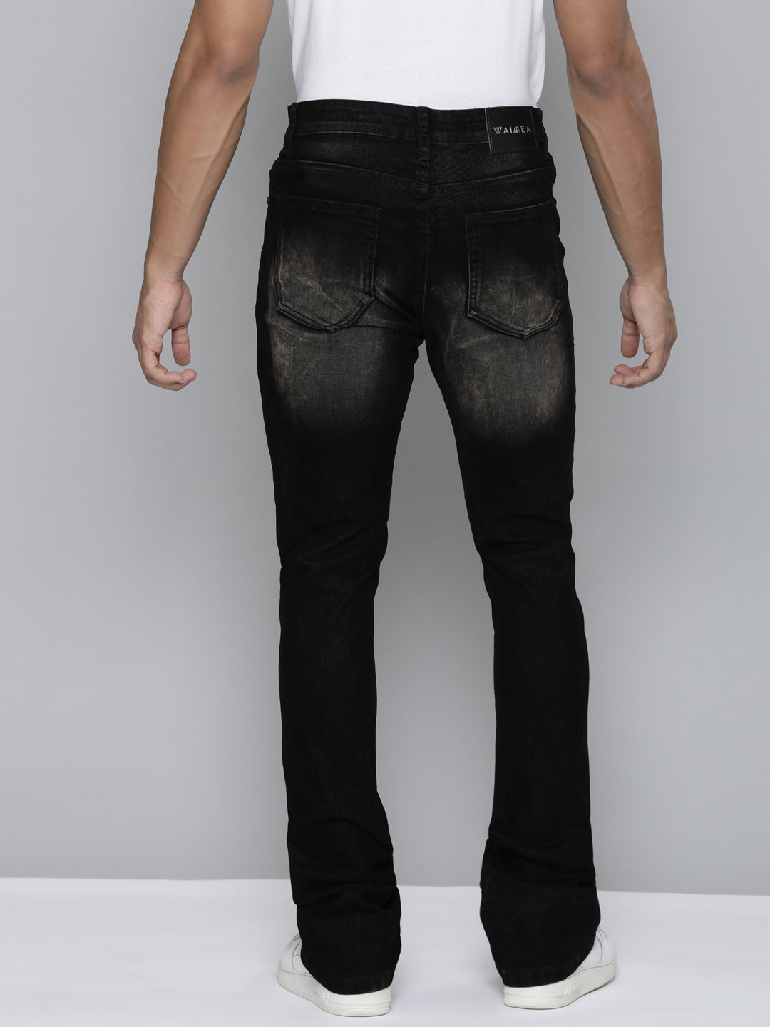 Black Velvet Coated Stacked Jeans