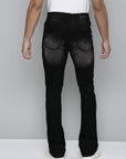 Black Velvet Coated Stacked Jeans