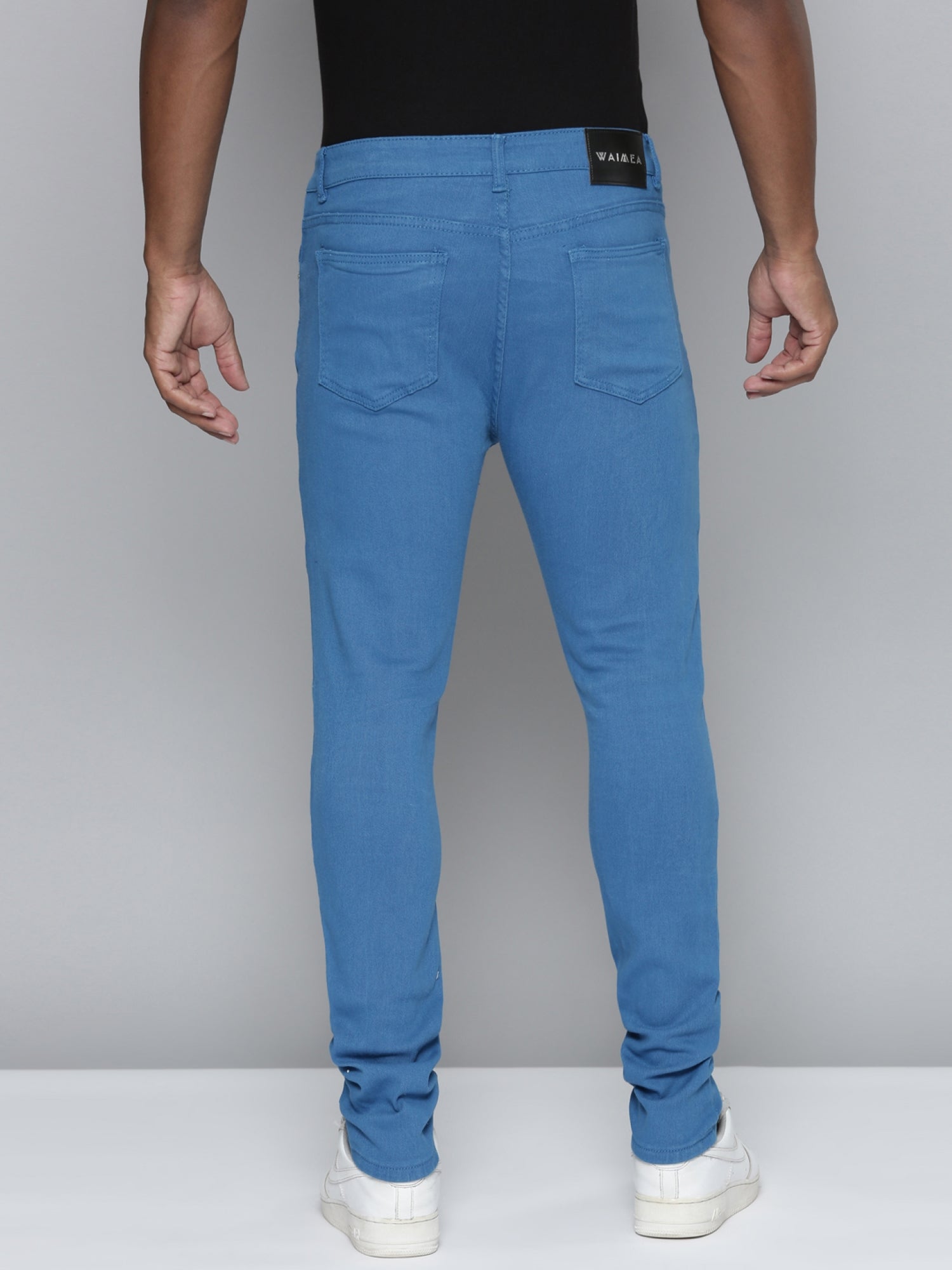 Cobalt Blue Stacked Jeans with Diagonal cut & sew