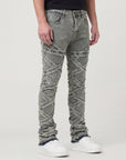 Men's Stacked Fit Antique Bleach Color Jeans