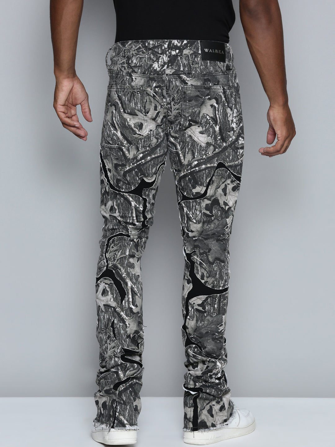GREY CAMO OVERLAY PATCH STACKED JEAN
