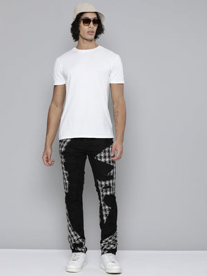 JET BLACK SKINNY JEAN WITH TWEED PATCHES