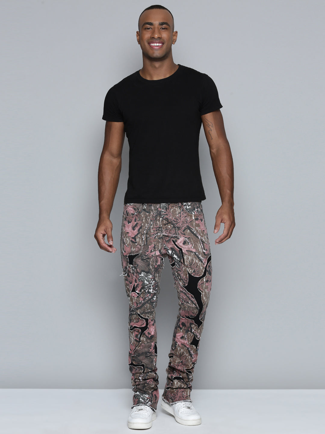 RED CAMO OVERLAY PATCH STACKED JEAN