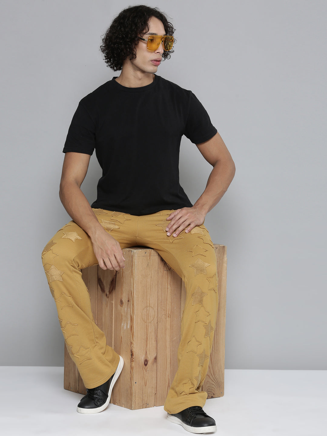TIMBER STACKED TERRY PANTS WITH STAR PATCHES