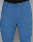 Cobalt Blue Stacked Jeans with Diagonal cut & sew