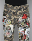 CAMO STACKED FIT JEAN WITH PATCHES