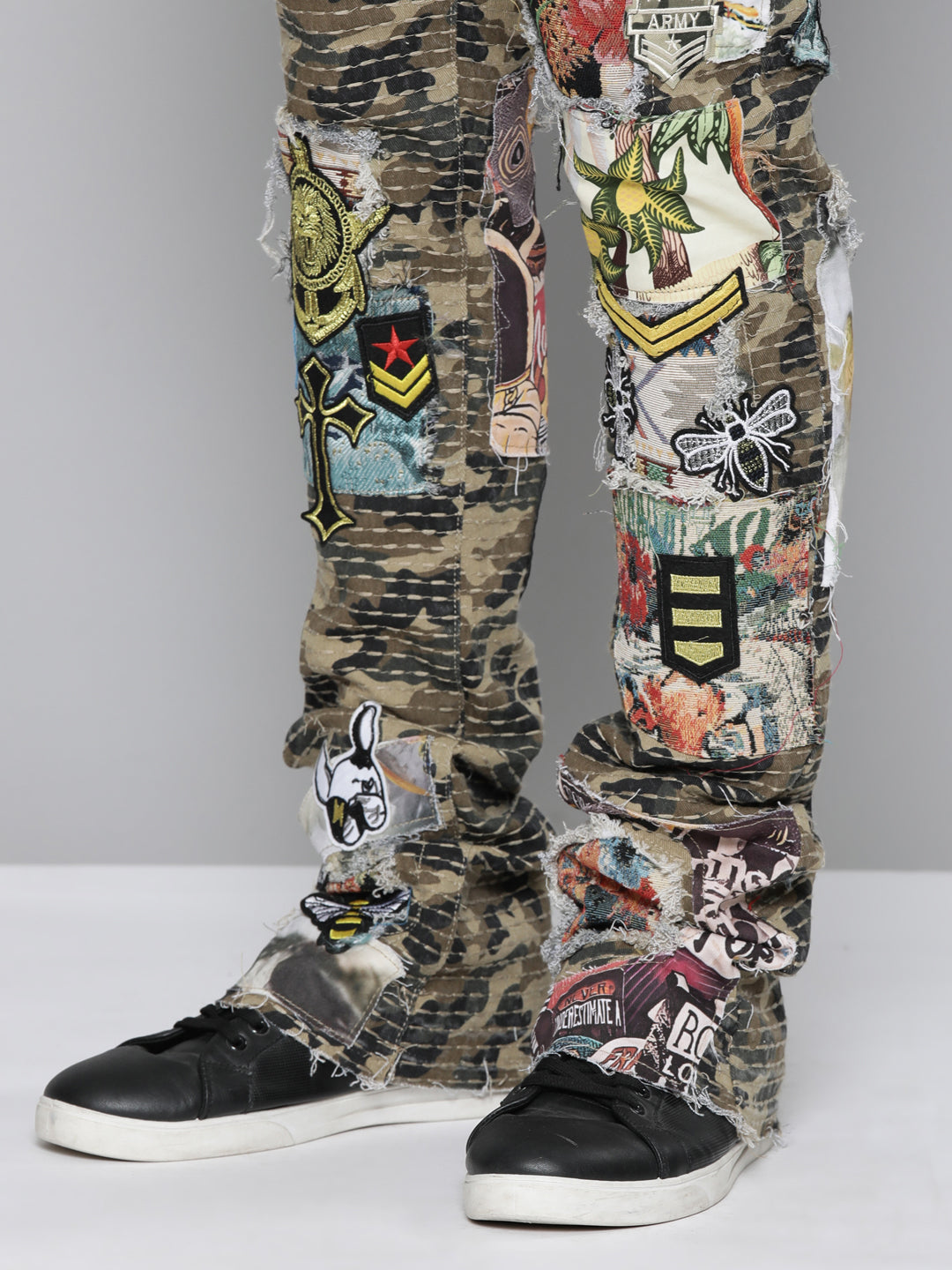 CAMO STACKED FIT JEAN WITH PATCHES