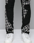 JET BLACK SKINNY JEAN WITH TWEED PATCHES