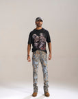 DESERT SUN CAMO ALL OVER PATCHWORK STACKED JEAN