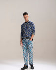 Blue Floral Cut & Sew Relaxed Jeans