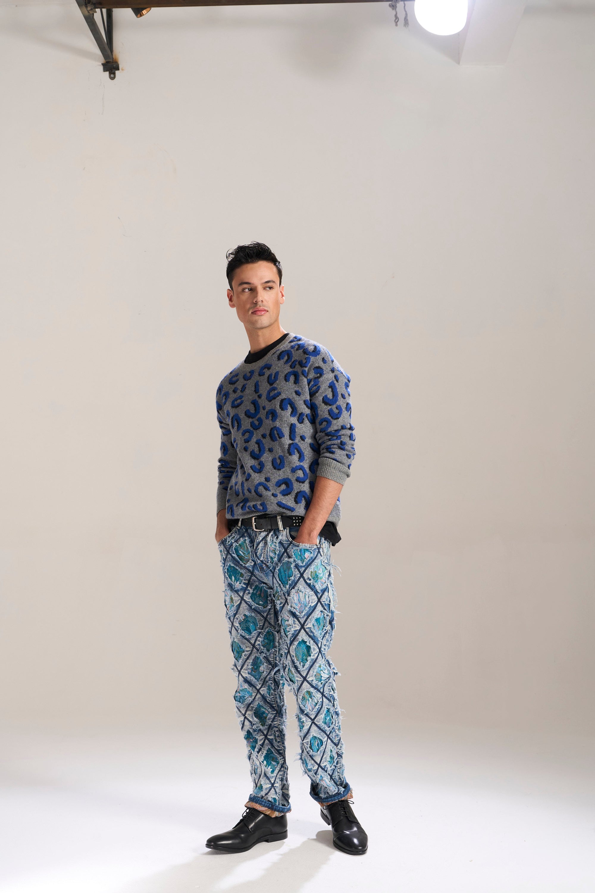 Blue Floral Cut &amp; Sew Relaxed Jeans