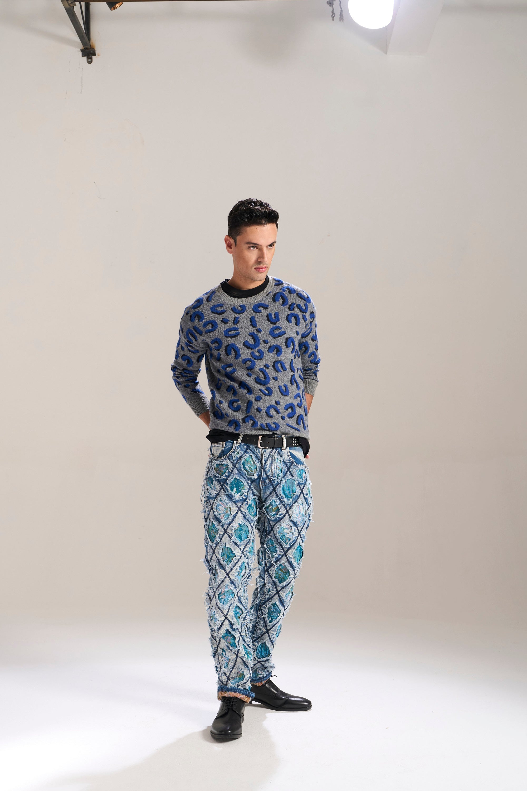 Blue Floral Cut &amp; Sew Relaxed Jeans