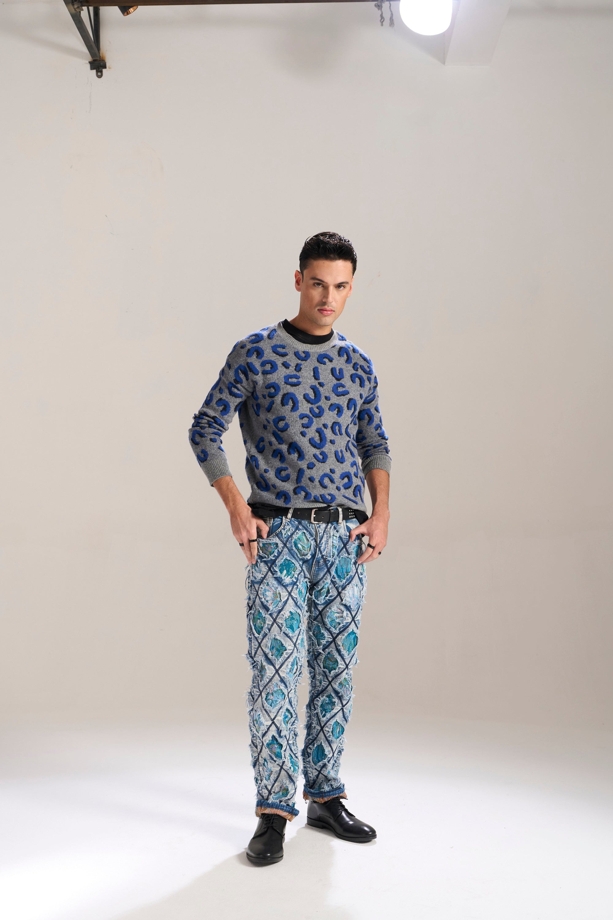 Blue Floral Cut &amp; Sew Relaxed Jeans