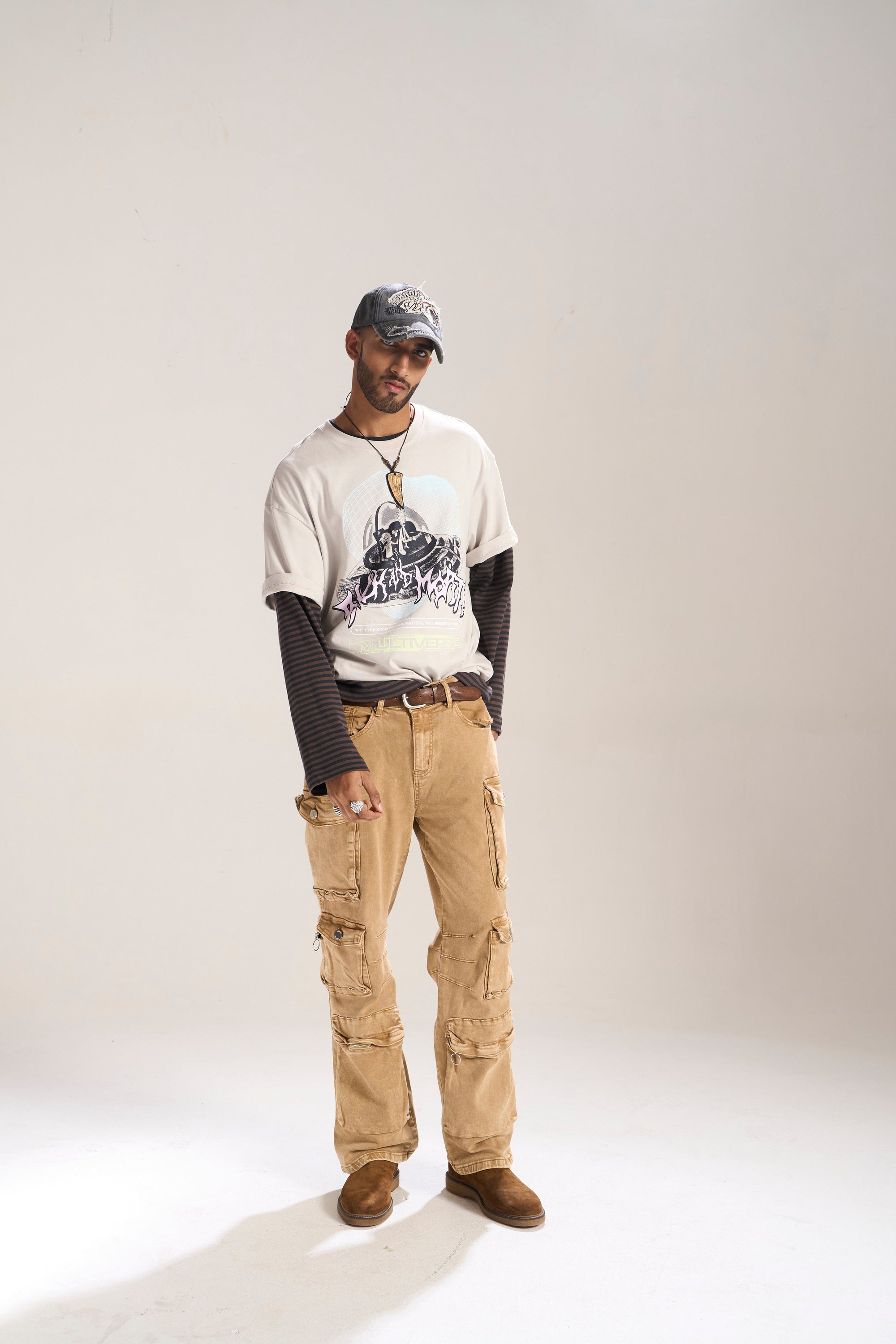 KHAKI DYED WASH BAGGY FIT WITH CARGO POCKETS