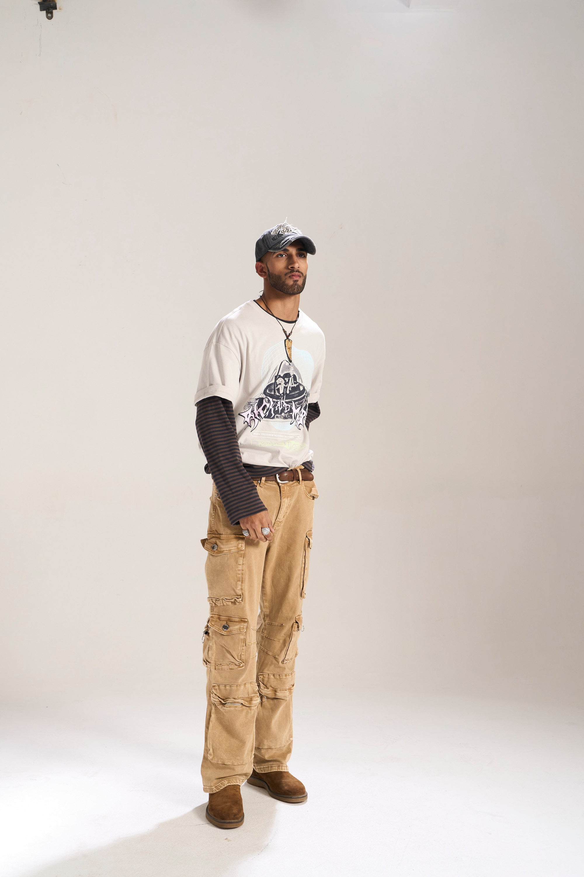 KHAKI DYED WASH BAGGY FIT WITH CARGO POCKETS