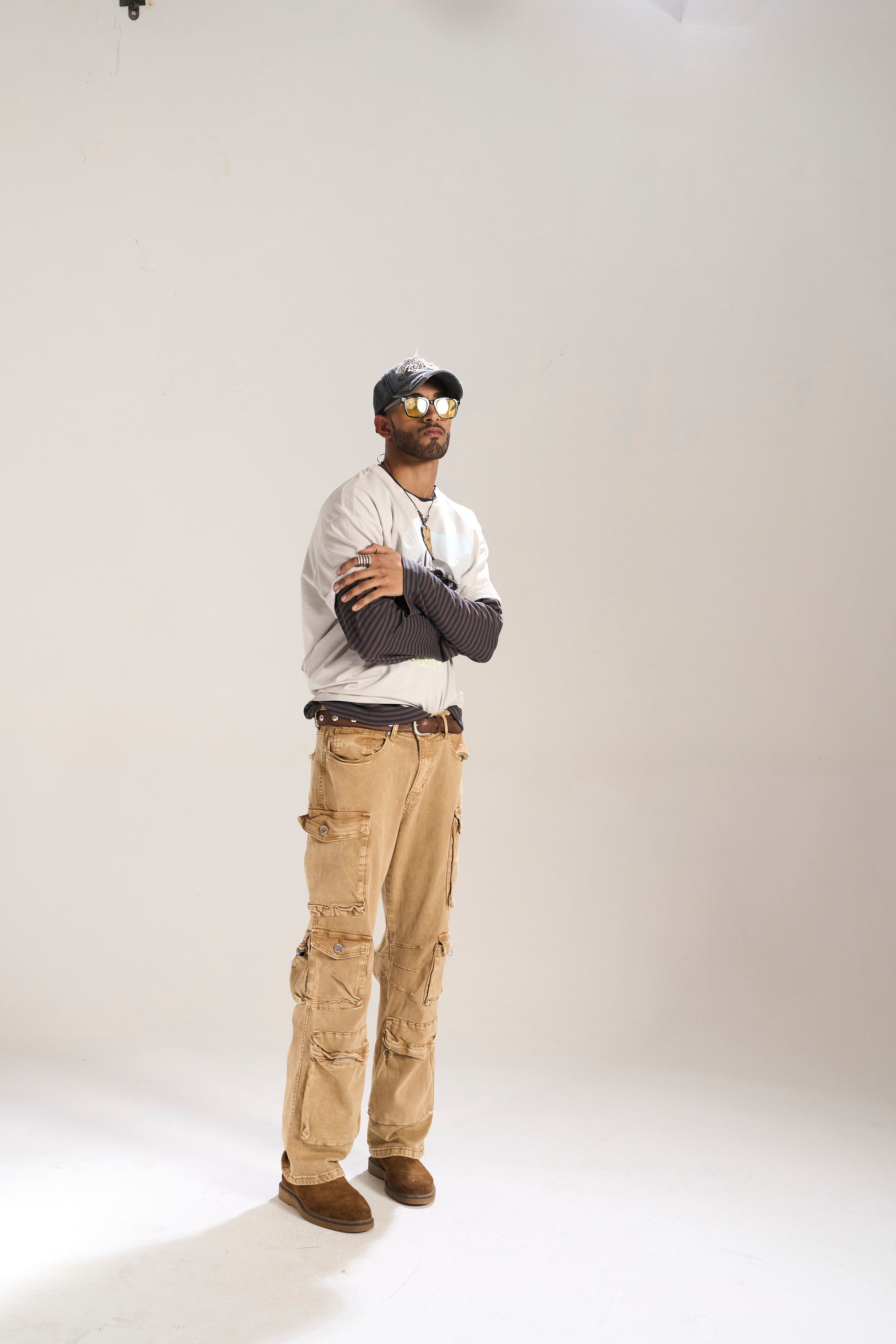 KHAKI DYED WASH BAGGY FIT WITH CARGO POCKETS