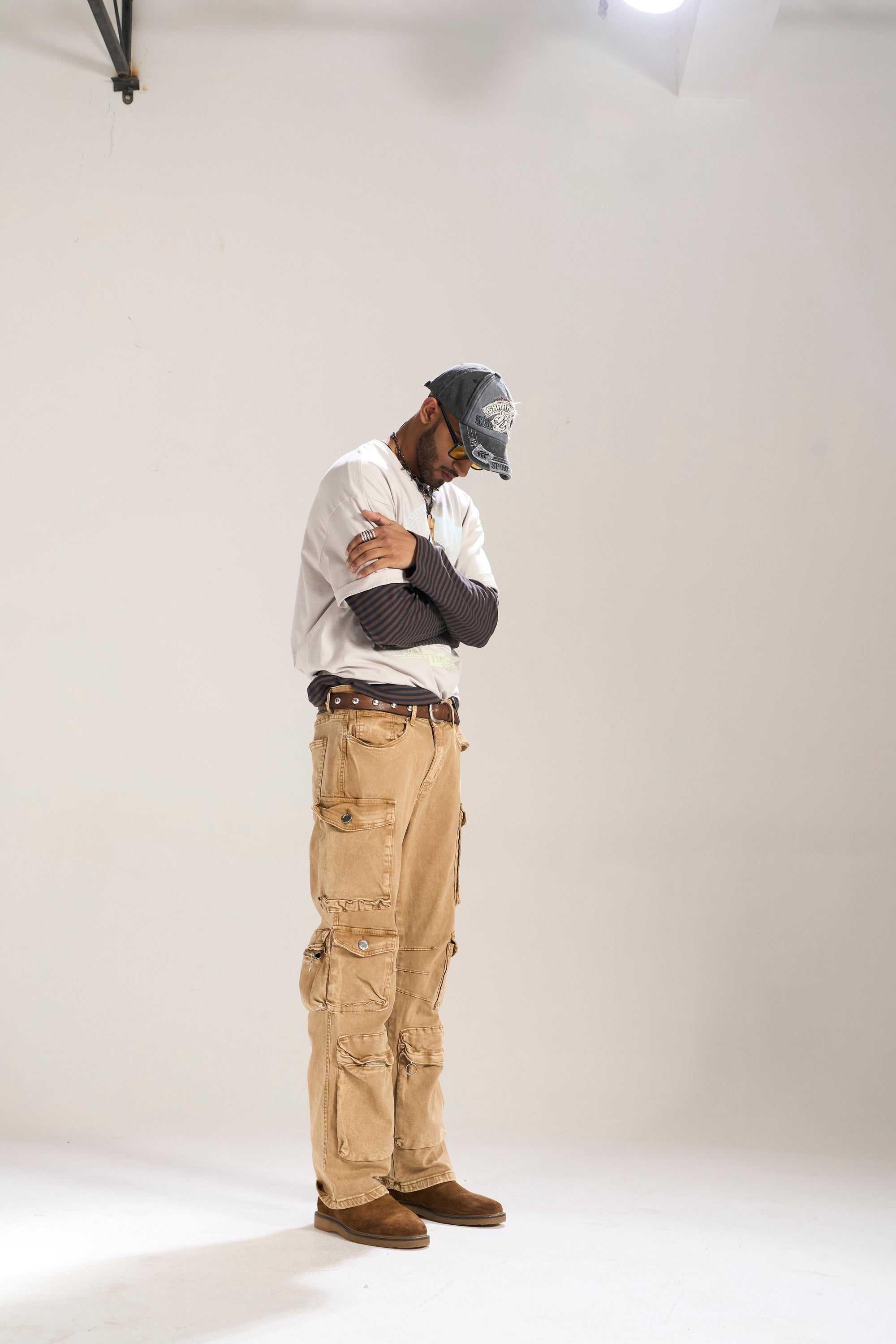 KHAKI DYED WASH BAGGY FIT WITH CARGO POCKETS