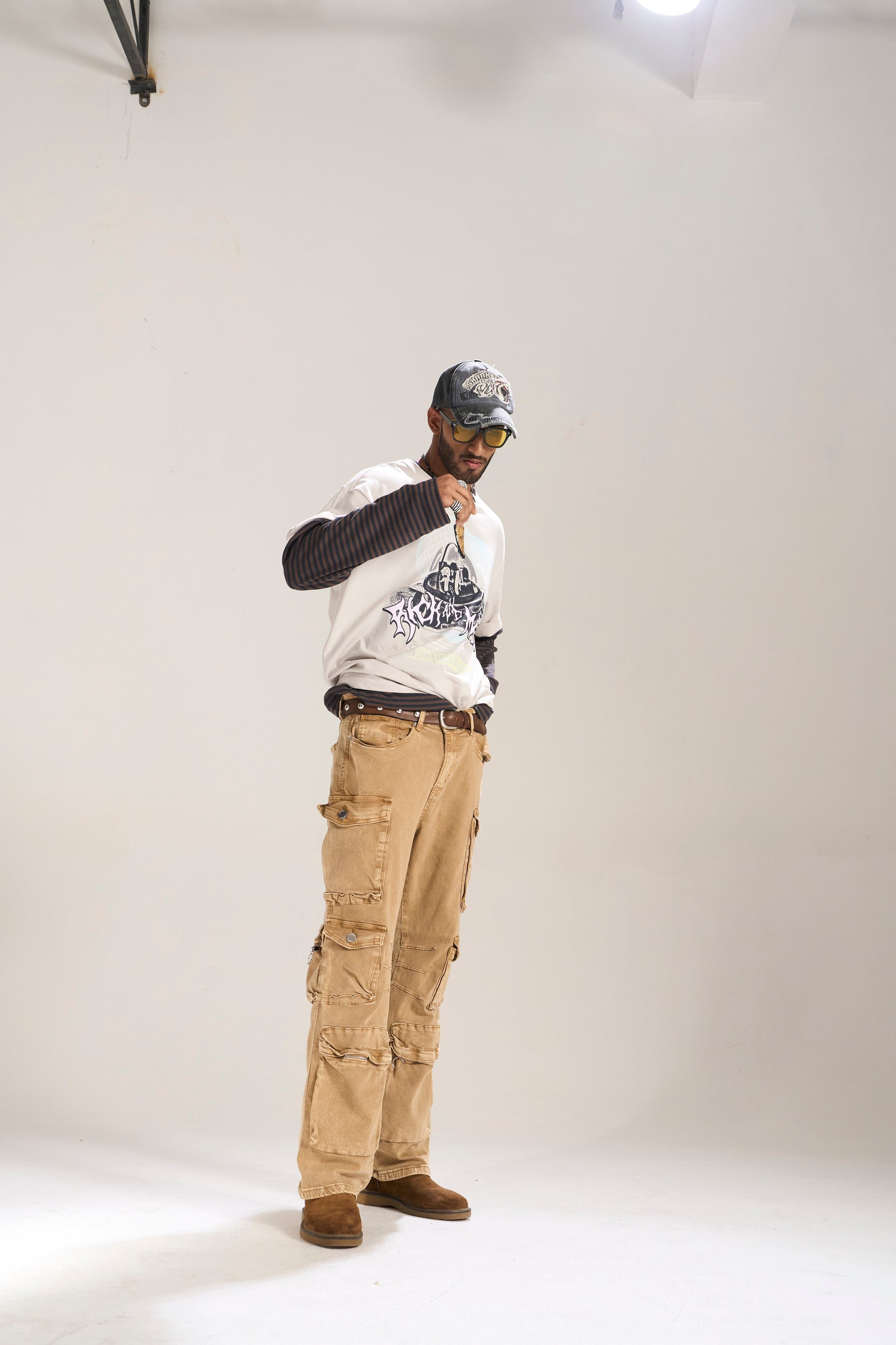 KHAKI DYED WASH BAGGY FIT WITH CARGO POCKETS
