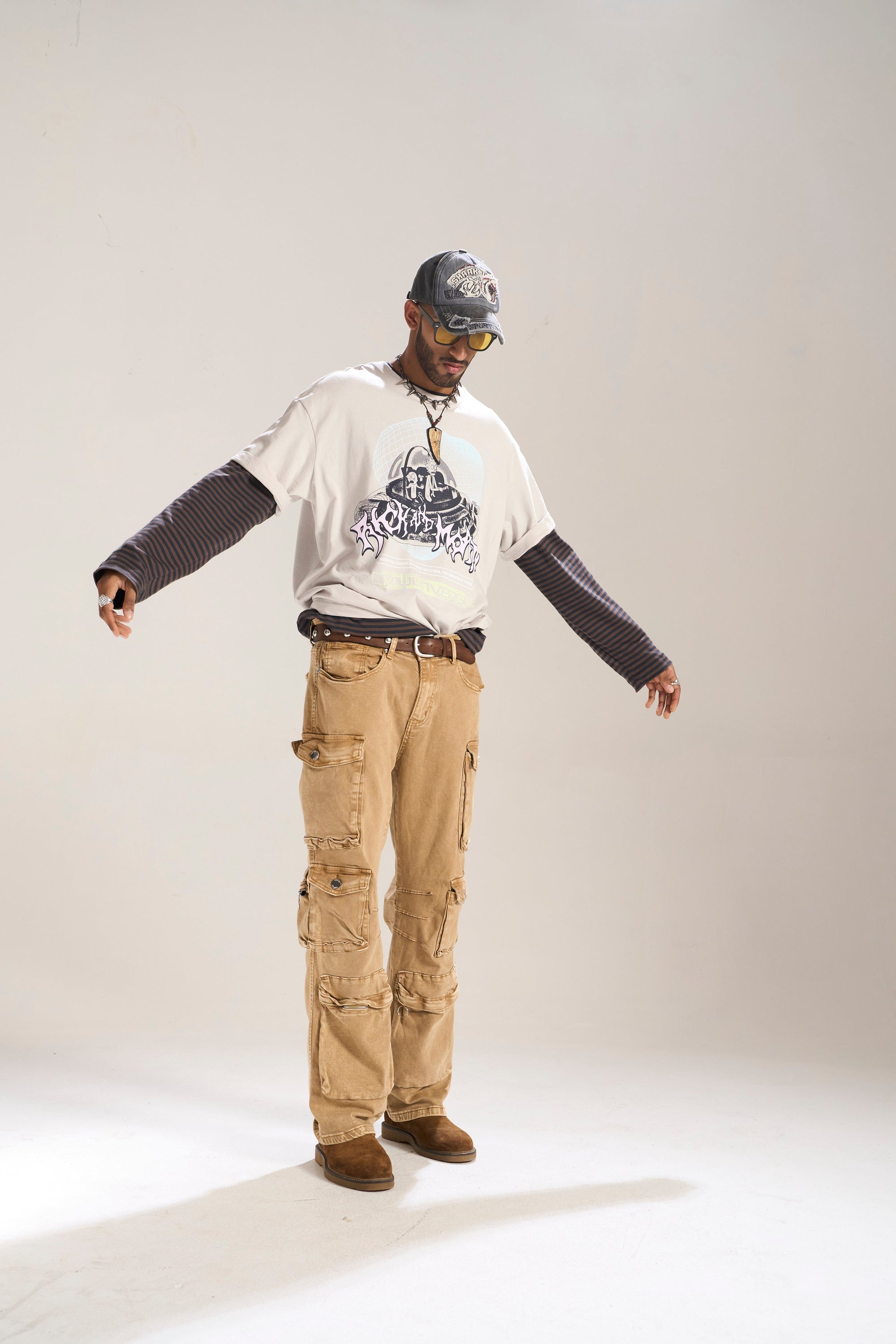 KHAKI DYED WASH BAGGY FIT WITH CARGO POCKETS