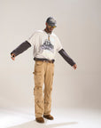 KHAKI DYED WASH BAGGY FIT WITH CARGO POCKETS