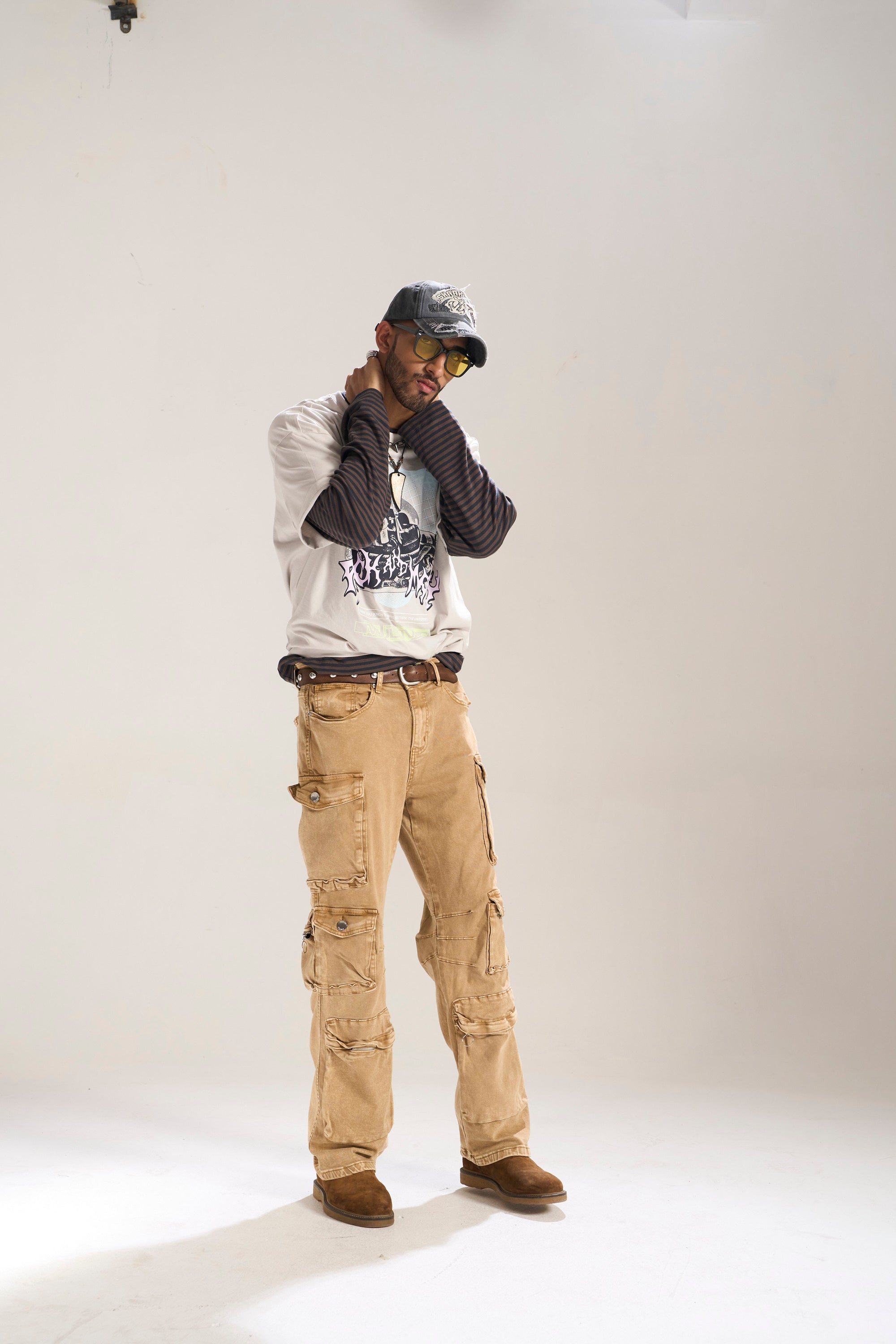 KHAKI DYED WASH BAGGY FIT WITH CARGO POCKETS