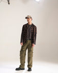 OLIVE BAGGY FIT JEAN WITH LOADED CARGO POCKETS