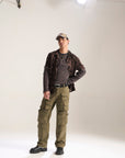 OLIVE BAGGY FIT JEAN WITH LOADED CARGO POCKETS