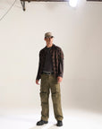 OLIVE BAGGY FIT JEAN WITH LOADED CARGO POCKETS