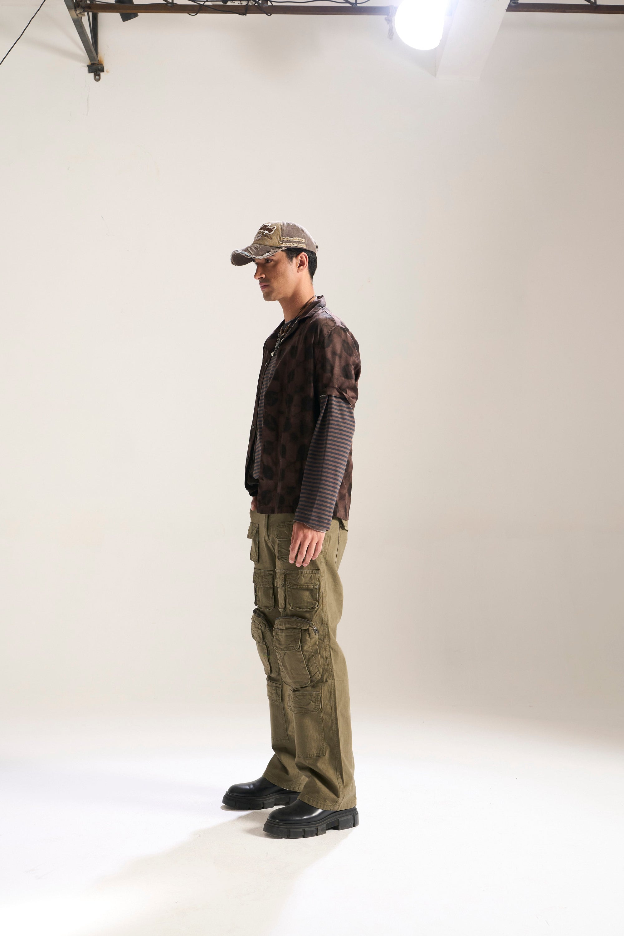 OLIVE BAGGY FIT JEAN WITH LOADED CARGO POCKETS