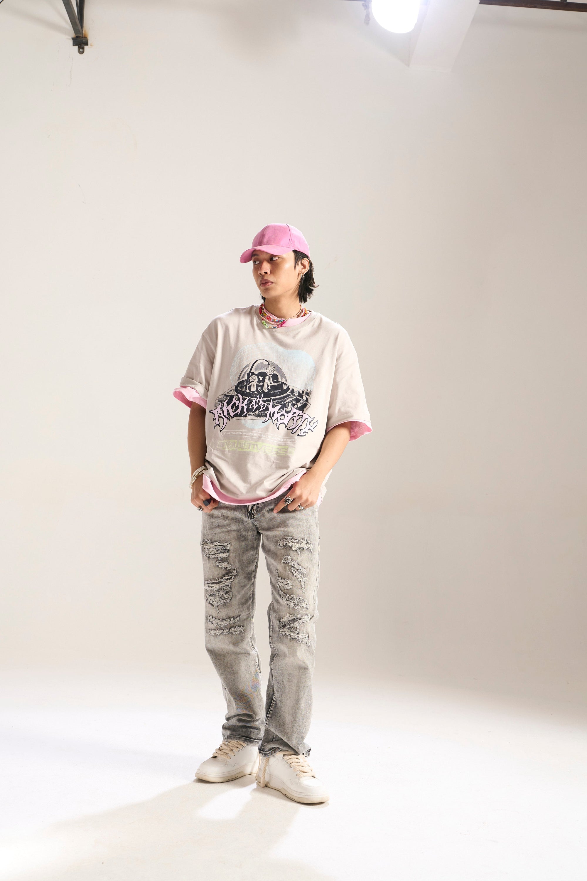 GREY BLEACH RELAXED FIT JEAN WITH RIPS AND REPAIR