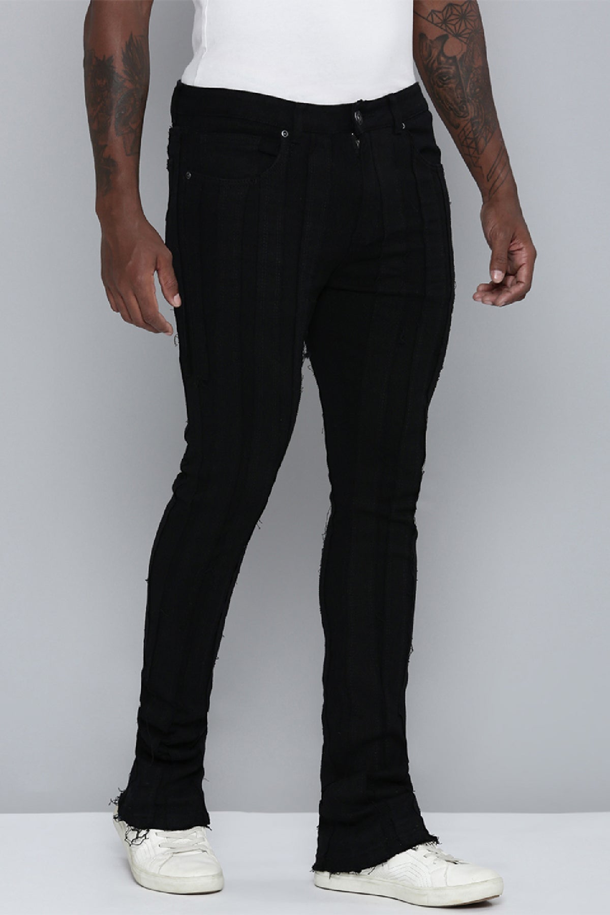 Men's Stacked Fit Black Color Jeans