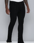 Men's Stacked Fit Black Color Jeans