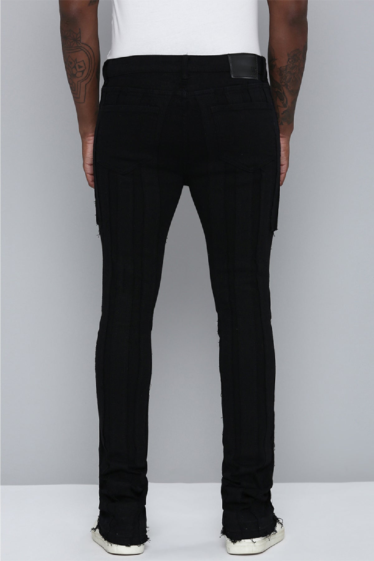 Men's Stacked Fit Black Color Jeans