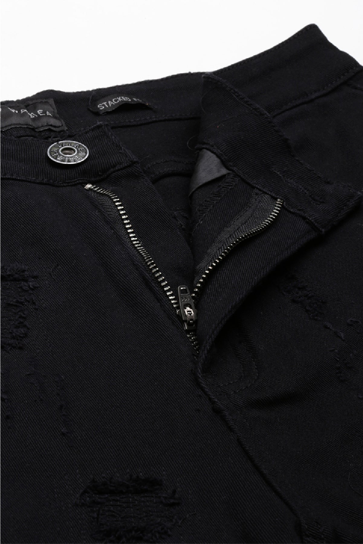 Men's Stacked Fit Black Color Jeans