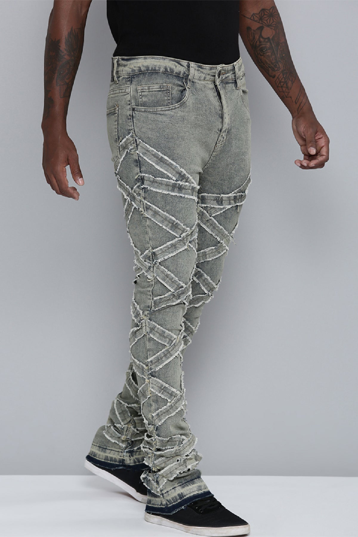 Men's Stacked Fit Antique Bleach Color Jeans
