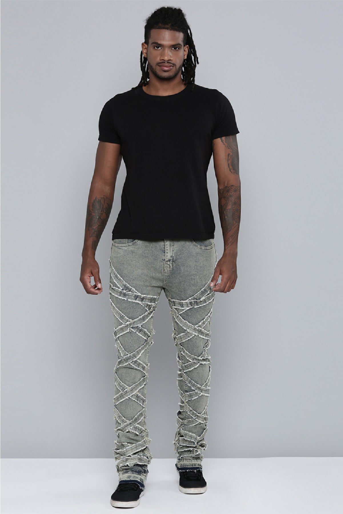 Men's Stacked Fit Antique Bleach Color Jeans
