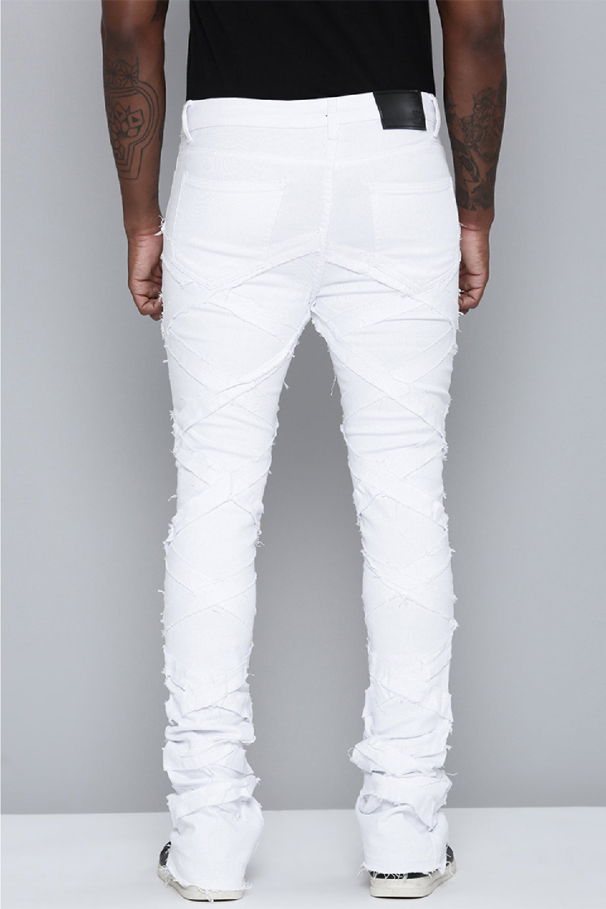 Men's Stacked Fit White Color Jeans